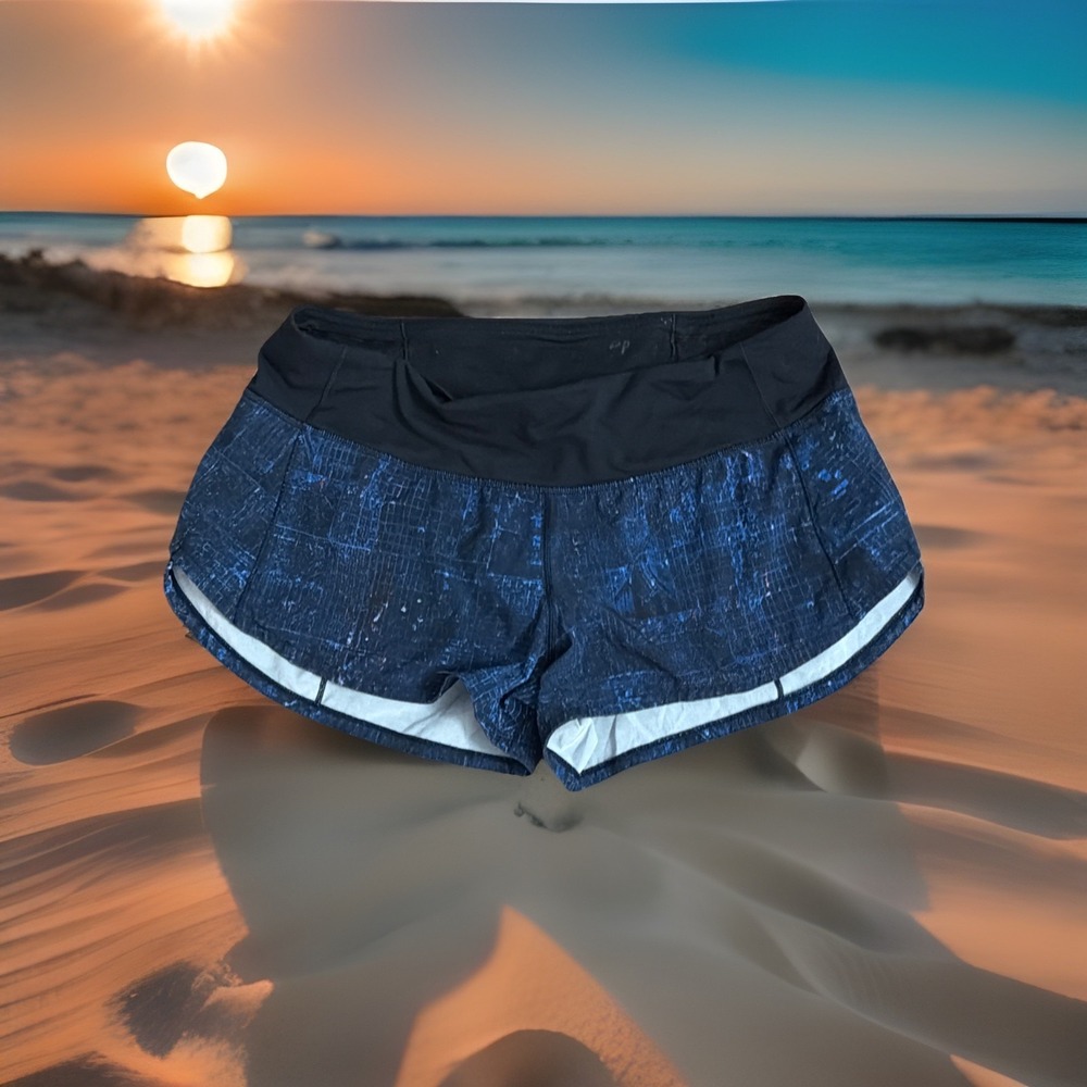Lululemon Women's Sz 6 Short Shorts Running Workout VGC Blk/blue